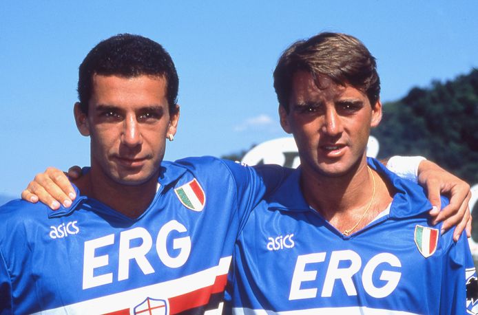 Gianluca Vialli en Roberto Mancini bij Sampdoria.