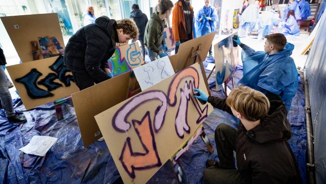 Helmondse leerlingen leven zich uit met graffitispuitbussen