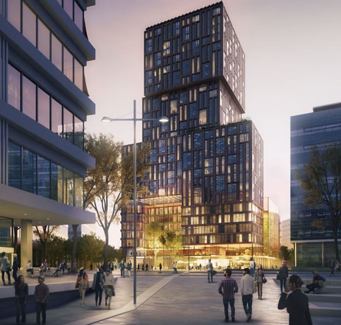 In de 90 meter hoge Galaxytower komen een hotel, appartementen en een parkeergarage.