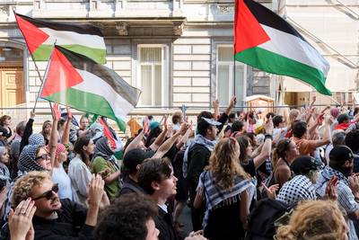 Traditional opening procession at the start of the academic year in Ghent interrupted by pro-Palestinian student protest