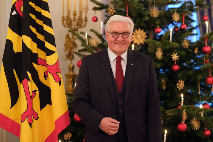 Duitse president Frank-Walter Steinmeier geeft zijn kersttoespraak.