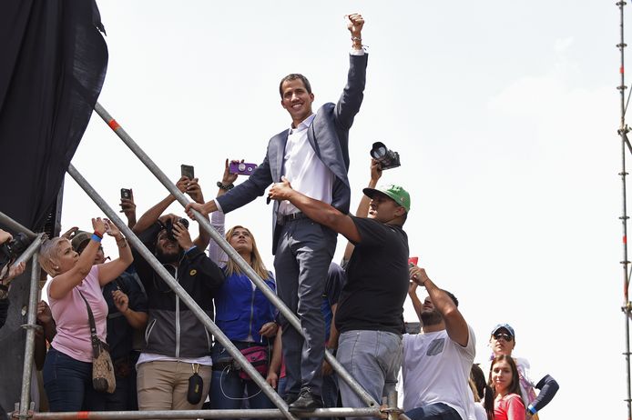 Guaidó riep zich uit tot interim-president op 23 januari tijdens massale betogingen tegen het regime van Maduro.