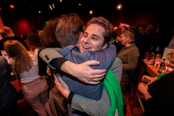 CDA-lijsttrekker Remco van Dooren viert de verkiezingswinst in Eindhoven