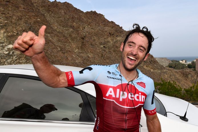 Nathan Haas viert zijn zege.