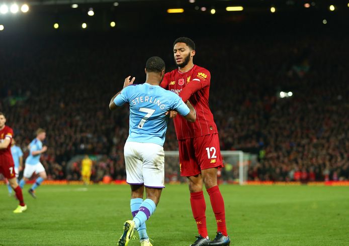 Raheem Sterling en Joe Gomez hadden het zondag al met elkaar aan de stek tijdens Liverpool - Manchester City (3-1).