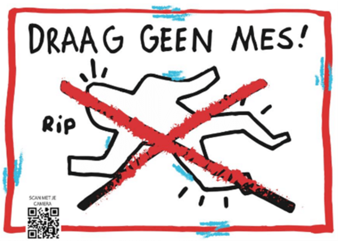 Stickers tegen wapenbezit onder de jeugd in Tilburg.