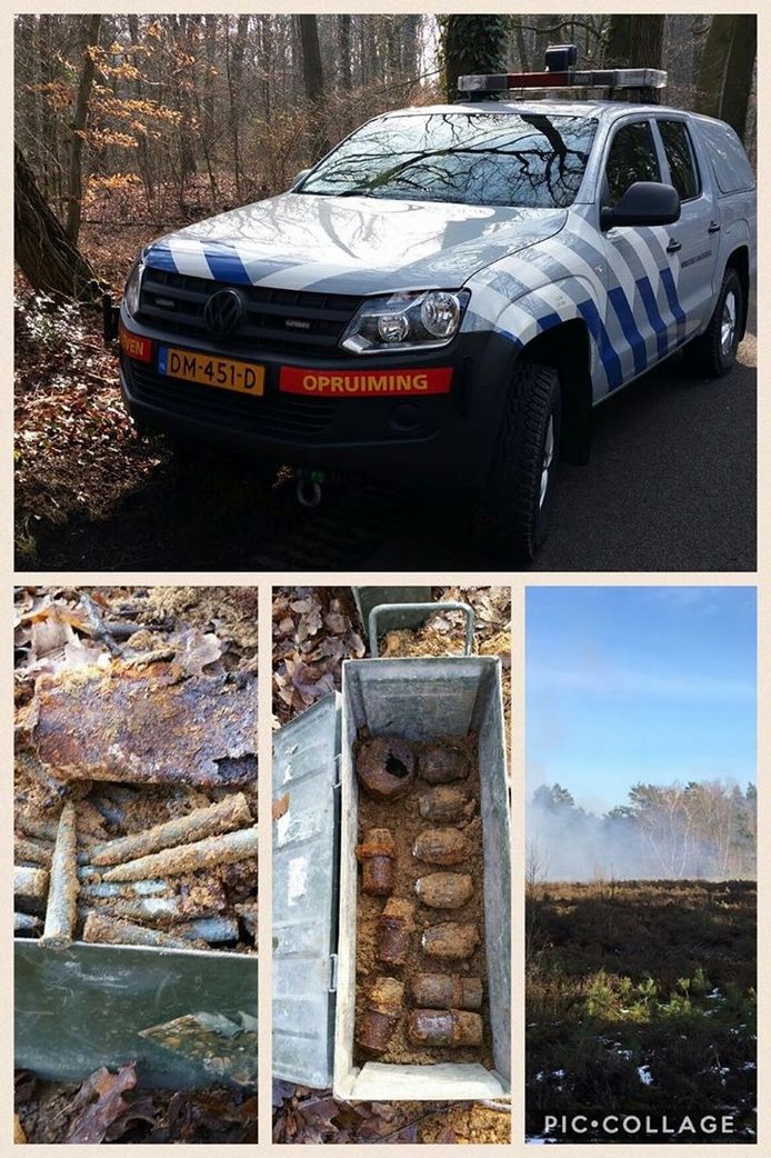 Collage van het ruimen van de explosieven. Foto: Politie Bronckhorst