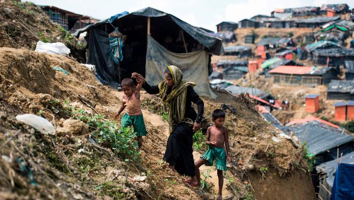 Gevluchte Rohingya in een vluchtelingenkamp in Bangladesh.
