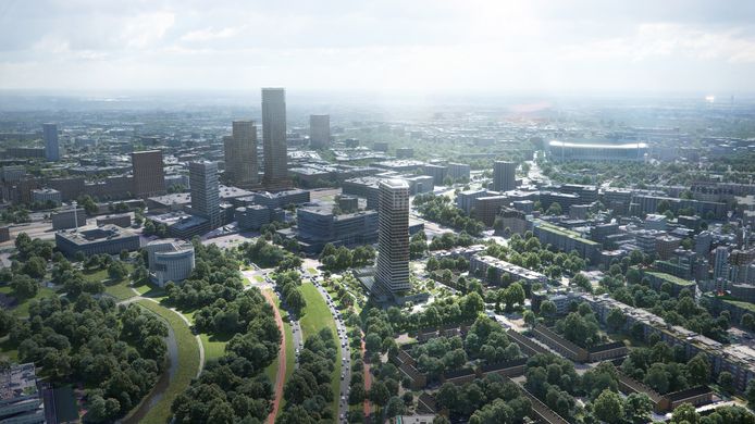 Illustratie van de BunkerToren aan de Kennedylaan in Eindhoven. Is nu in aanbouw.