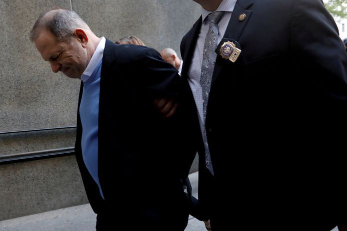 Harvey Weinstein bij aankomst bij het gerechtshof in Manhattan enkele dagen geleden.