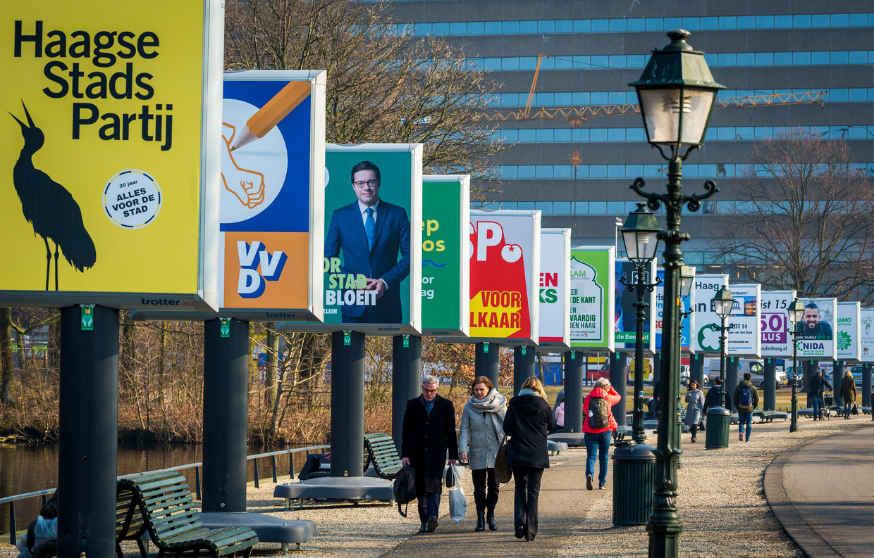 Verkiezingsbillboards in Den Haag.  Beeld ANP