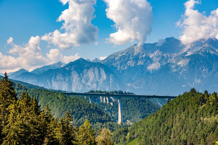 Europe Bridge at Brenner Highway in Tirol, Italy