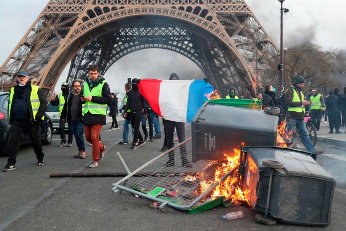 Protest van de gele hesjes in Parijs, 9 februari 2019.