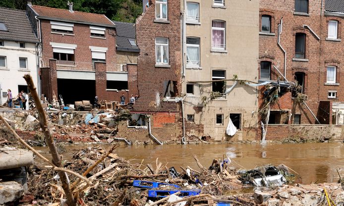 Des maisons ravagées par les inondations à Pepinster, le 17 juillet 2021.