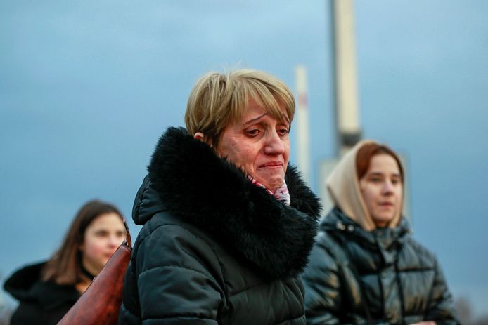 Oekraïense vluchtelingen in Medyka, Polen.