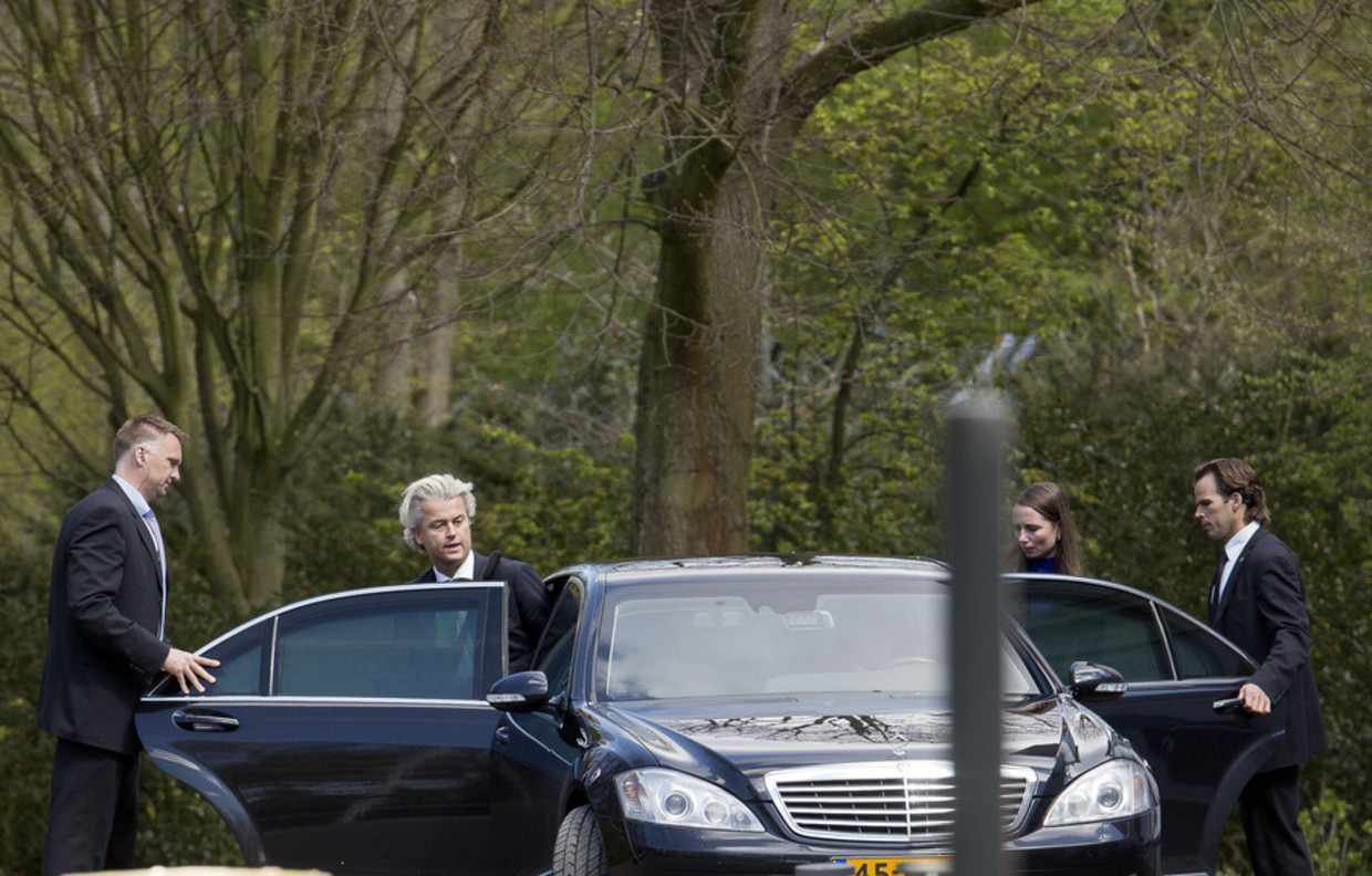 21 april 2012: Wilders verlaat het Catshuis op de dag dat de gesprekken zijn afgebroken. Beeld anp