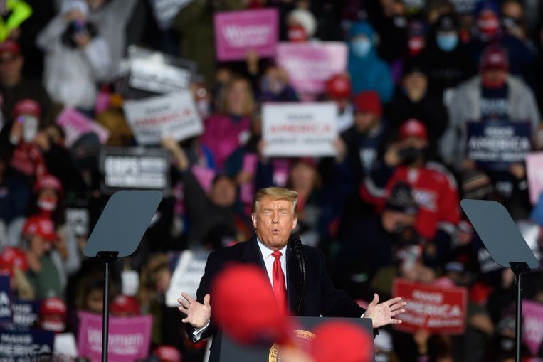Donald Trump tijdens een rally in de staat Pennsylvania. Beeld Getty Images