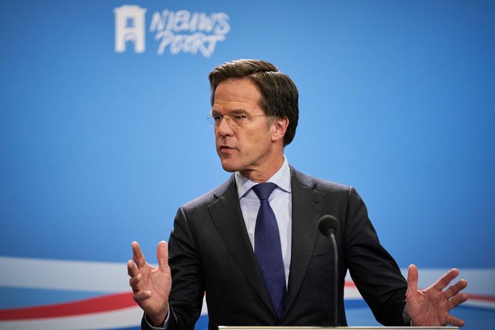 Premier Mark Rutte tijdens een persconferentie na afloop van de wekelijkse ministerraad