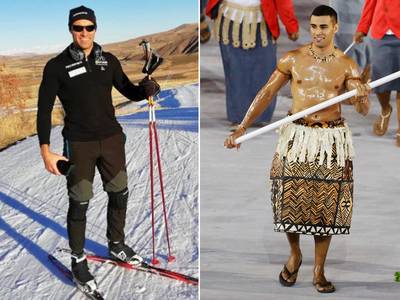Halfnaakte vlaggendrager uit Tonga als langlaufer bijna in Pyeongchang