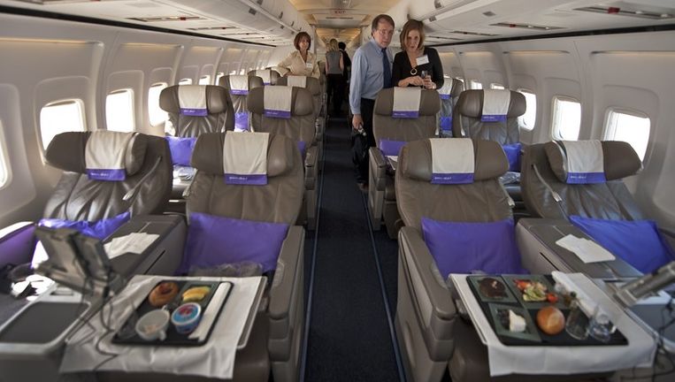 De toestellen van luchtvaartmaatschappij OpenSKies zijn enkel uitgerust met business class zetels. Beeld UNKNOWN