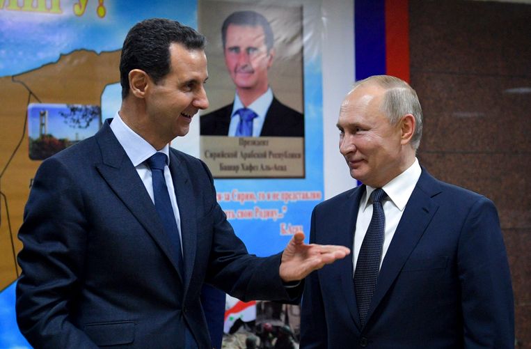 Vladimir Putin con il presidente siriano Assad nel gennaio 2020. Immagine AP