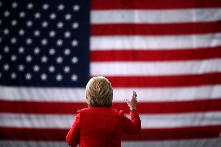 Clinton op campagne in Ohio. Beeld 