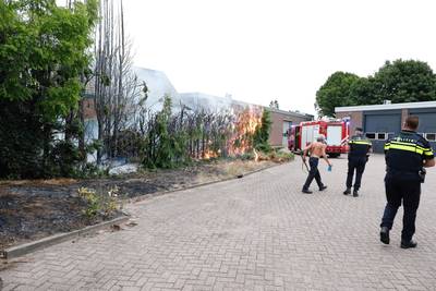 Rij met coniferen in brand in Ede