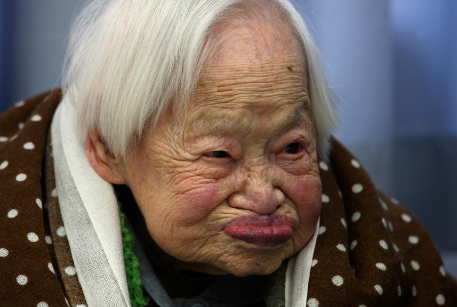 Misao Okawa, de oudste vrouw ter wereld. De Japanse is 115.
