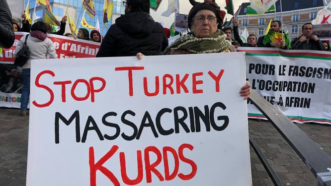 EU "bijzonder ongerust" over Turks offensief in Koerdische enclave, Koerden komen op straat in Brussel