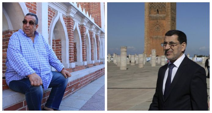 Links: de man die zich voordeed als de Marokkaanse premier. Rechts: de echte premier van Marokko, Saadeddine Othmani.