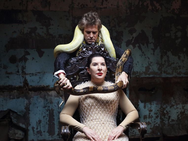 Willem Dafoe and Marina Abramovic as Otello and Desdemona in Verdi's 'Otello'.  Marco Anelli statue