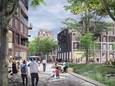 In de nieuwe wijk het Hoefkwartier in Amersfoort is straks in de openbare ruimte veel plek ingericht voor groen en sociale ontmoeting en veel minder voor de auto.
