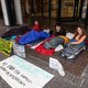Slaapzakprotest voor de Stopera om asielopvang