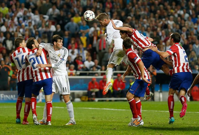 Het doelpunt waarmee Sergio Ramos verlengingen verzekerde in de Champions League-finale van 2014.