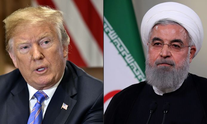 De Amerikaanse president Donald Trump en de Iraanse president Hassan Rouhani.