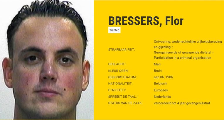 Drugsbaas Flor Bressers stond een tijd op de Most Wanted-lijst van Europol. Beeld Europol