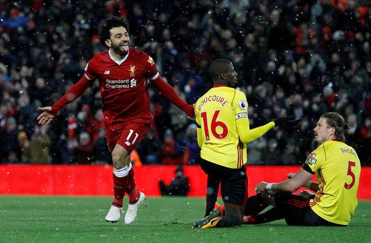 Salah viert één van zijn treffers, tegenstanders van Watford blijven achter.