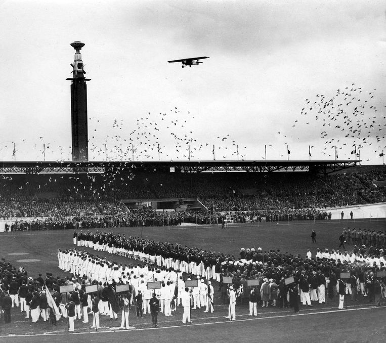De opening van de Olympische Spelen van Amsterdam, 28 juli 1928. De eerste wedstrijd vond al op 17 mei plaats Beeld Spaarnestad