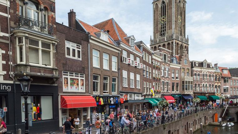 De Vismarkt in het centrum van Utrecht. Op de achtergrond de Domtoren. Beeld anp