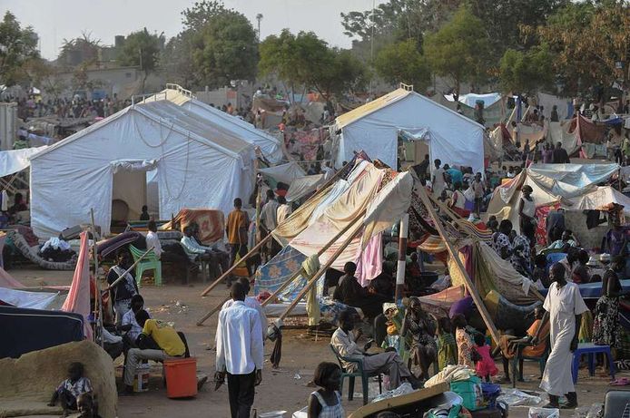 Een noodkamp van de VN in Zuid-Soedan.