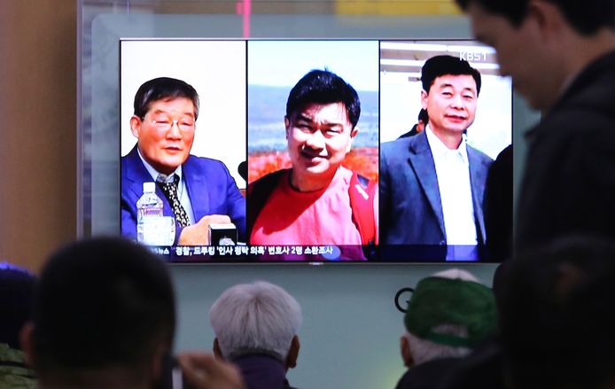 De drie Amerikaanse ex-gevangenen: Kim Dong Chul, Tony Kim en Kim Hak Song.