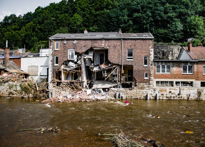 Une maison éventrée à Pepinster, le 22 juillet 2021.