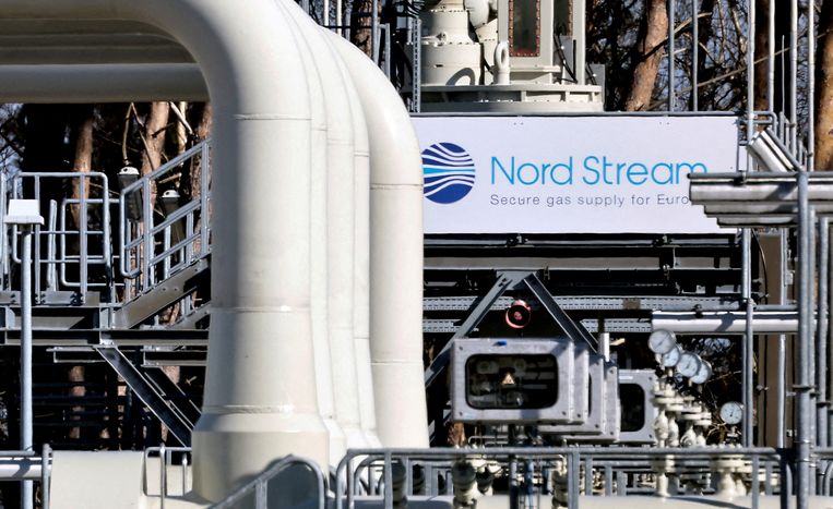 Een onderdeel van de installatie van Nord Stream 1 in het Duitse Lubmin.  Beeld REUTERS