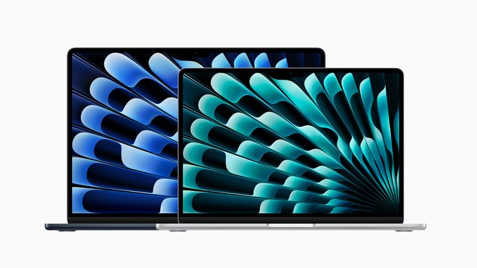 Er zijn twee maten: een MacBook Air heb je met een scherm van 13 of 15 inch.