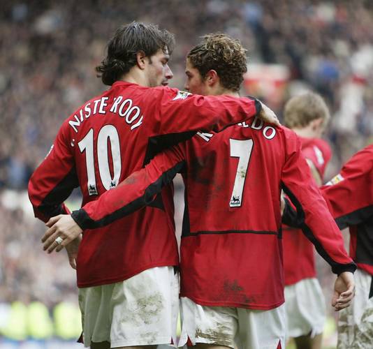 Ruud van Nistelrooy en Cristiano Ronaldo in 2003.
