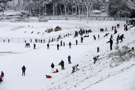 Sneeuwpret in Rome