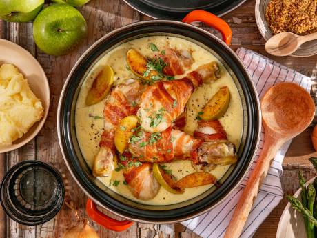 Wat Eten We Vandaag: Kip Normandië met aardappelpuree en groene asperges