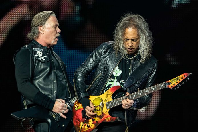 Frontman James Hetfield (links) en gitarist Kirk Hammett.