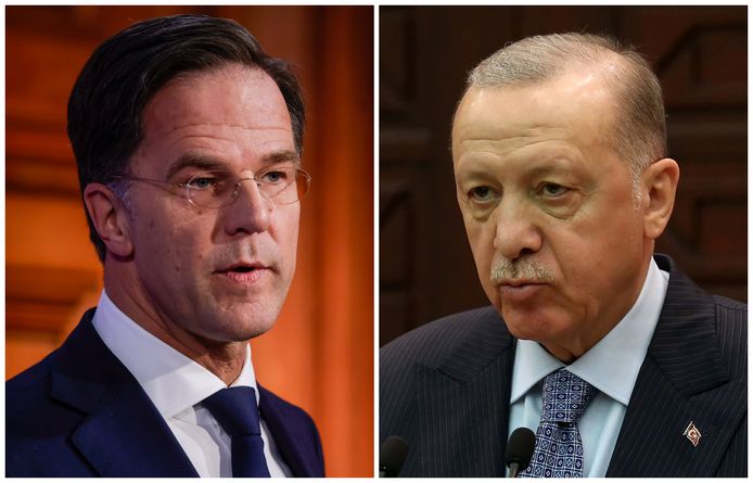 Premier Rutte en de Turkse president Erdogan.