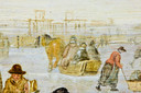 Het galgenveld dat eerst werd aangezien voor riet op de achtergrond van het schilderij.